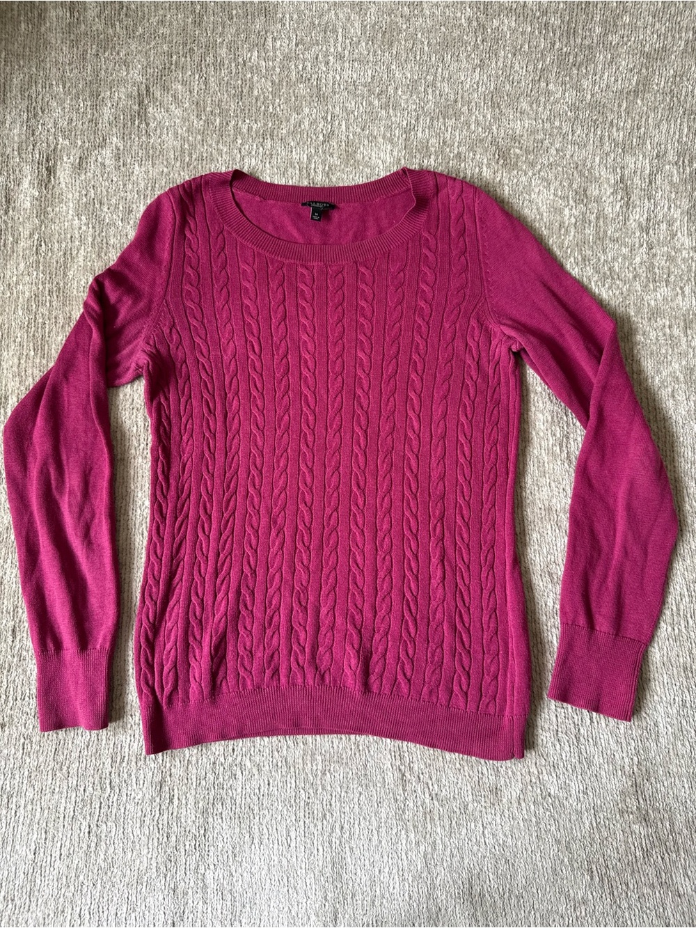 Talbots Women’s Pink Merino Wool Cable Knit Sweater Medium